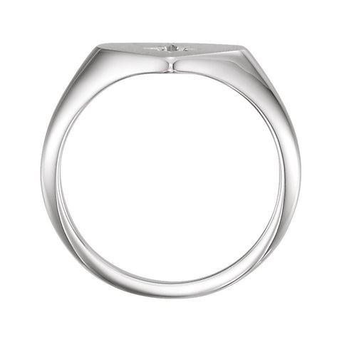 14k White Gold .01 CTW Diamond Heart Signet Ring, Size 7