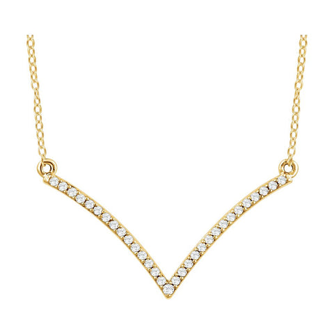 14k Yellow Gold 1/6 CTW Diamond "V" 18" Necklace