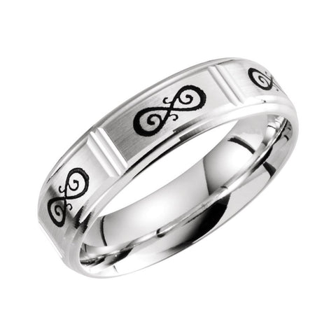 14k White Gold 6mm Celtic-Inspired Infinity-Inspired Pattern Band Size 10