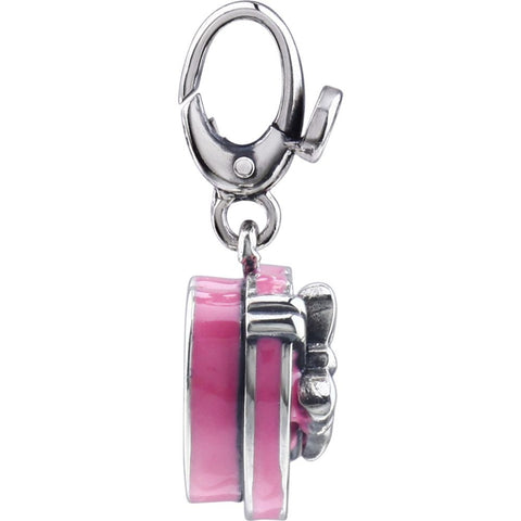 Sterling Silver Wrapped Enamel Heart Box Charm
