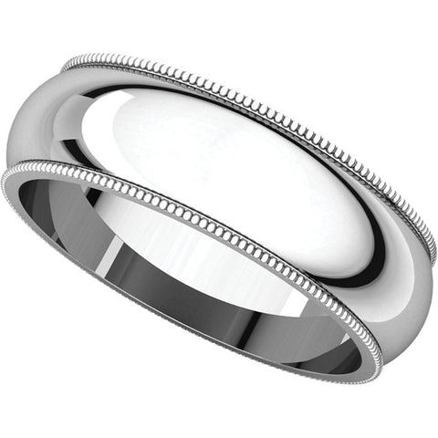 14k White Gold 6mm Milgrain Band, Size 10.5