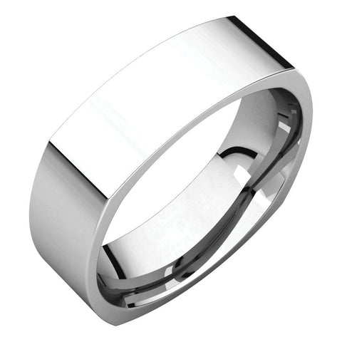 14k White Gold 6mm Square Comfort Fit Band, Size 5