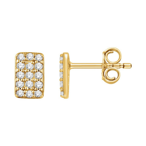 14k Yellow Gold 1/5 CTW Diamond Rectangle Cluster Earrings