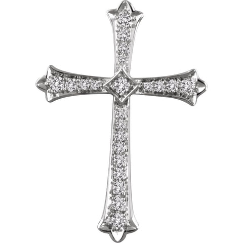 14k White Gold 1/2 CTW Diamond Cross Pendant