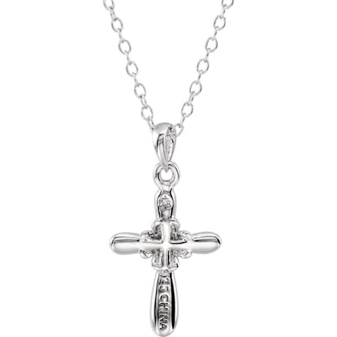 Sterling Silver Pink Girl Dedication 14" Necklace