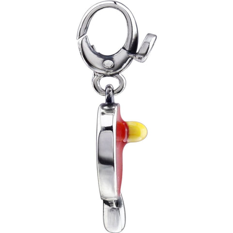 Sterling Silver Enamel Ping Pong Paddle & Ball Charm