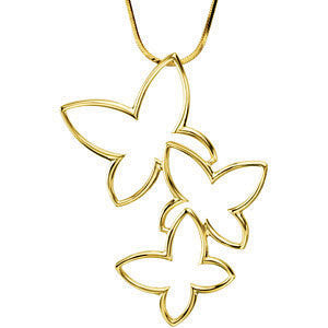 14k Yellow Gold Fashion Butterfly Pendant