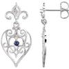 Pair of Decorative Dangle Earrings in Sterling Silver and 14K White Gold