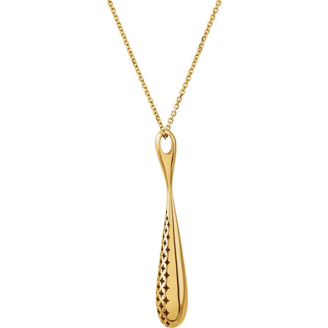 14k Yellow Gold 40x8.3mm Teardrop-Shaped 18" Necklace