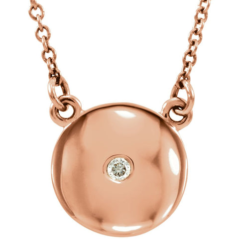 14k Rose Gold .02 CTW Diamond Domed 16.5" Necklace