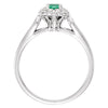 14k White Gold Emerald & 1/10 CTW Diamond Ring , Size 7