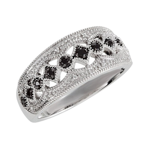 Sterling Silver Black Spinel Ring Size 8