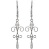 14k White Gold .08 CTW Diamond Fleur-de-Lis Lever Back Earrings