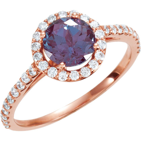 14k Rose Gold 6.5mm Round 3/8 CTW Diamond Semi-set Engagement Ring , Size 7