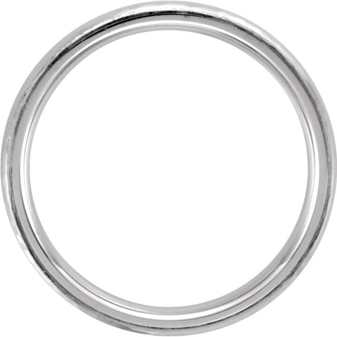 14k White Gold 4mm Half Round Edge Comfort Fit Hammer Finish Band Size 11