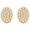 14k Yellow Gold 1/6 CTW Diamond Oval Cluster Earrings