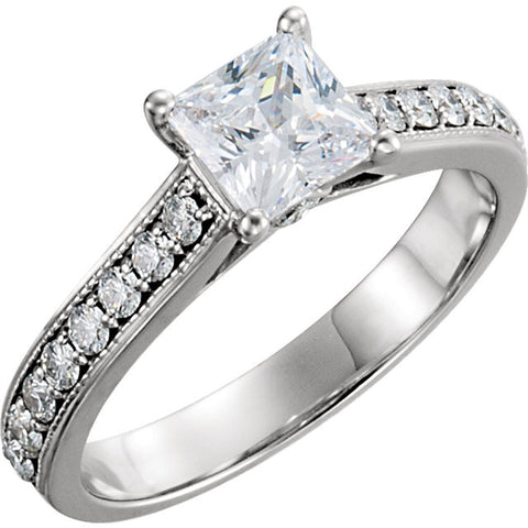 14k White Gold 3/4 CTW Diamond Engagement Ring, Size 7