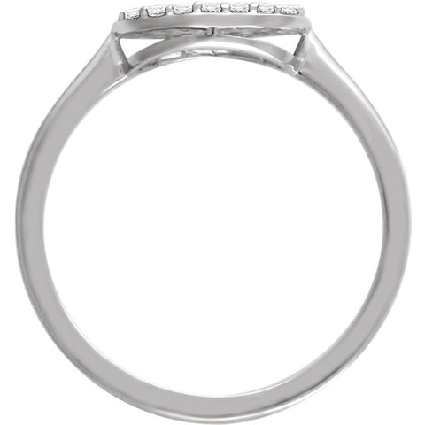 14k White Gold 1/5 CTW Diamond Oval Cluster Ring, Size 7