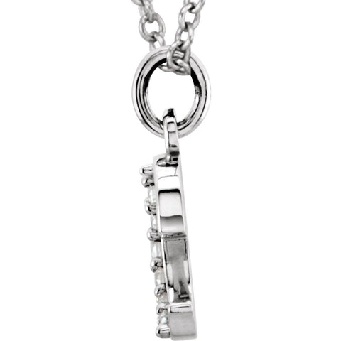 14k White Gold .03 CTW Diamond Lowercase Letter "e" Initial 16" Necklace