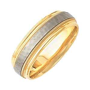 14K Yellow & White Design Band Size 10