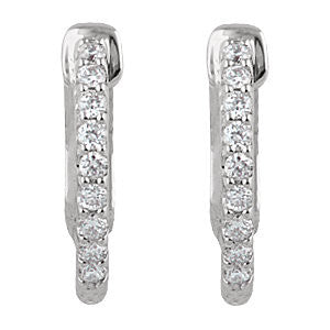 Platinum 1/4 CTW Diamond Inside/Outside Hoop Earrings