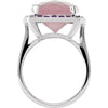 Sterling Silver Checkerboard Rose Quartz & Amethyst Halo Ring, Size 7
