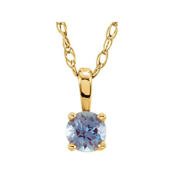 14k Yellow Gold Chatham® Created Alexandrite "June" Birthstone 14" Necklace