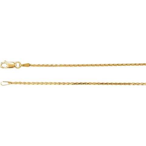 1.5 mm Diamond-Cut, Wheat Chain in 14k Yellow Gold ( 18-Inch )