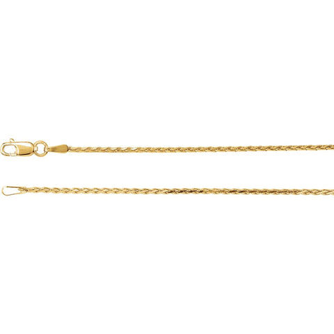 14k Yellow Gold 1.5mm Diamond Cut Wheat 20" Chain