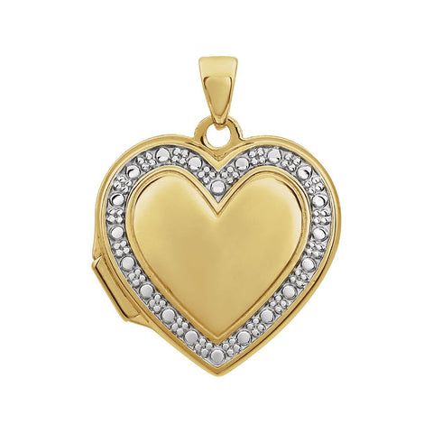 14K Yellow & White Heart Locket