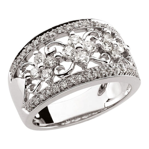 3/4 CTTW Diamond Wedding Band Ring in 14k White Gold (Size 6 )