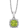 14k White Gold Peridot & 0.05 ctw. Diamond 18-inch Necklace