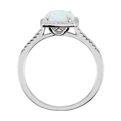 Sterling Silver Lab-Grown Opal & .01 CTW Diamond Ring, Size 7