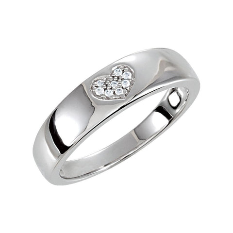 Sterling Silver Cubic Zirconia Heart Ring Size 8
