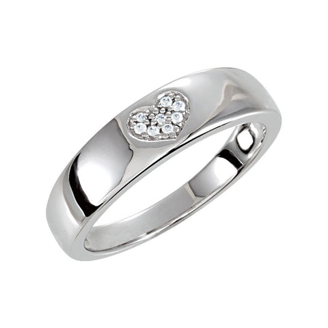 Heart Shaped Design Wedding Band Ring in Sterling Silver ( Size 8 )