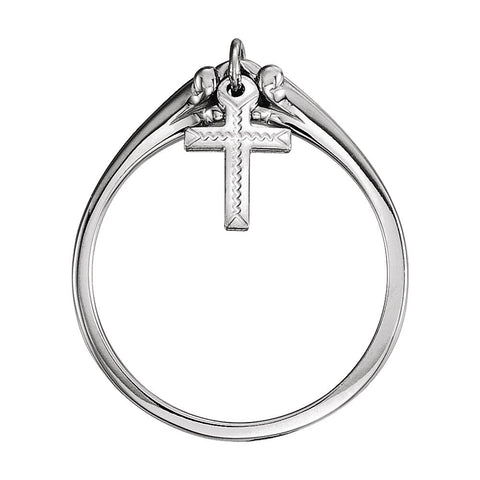 14k White Gold Cross Ring , Size 7