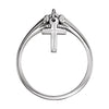 14k White Gold Cross Ring , Size 7