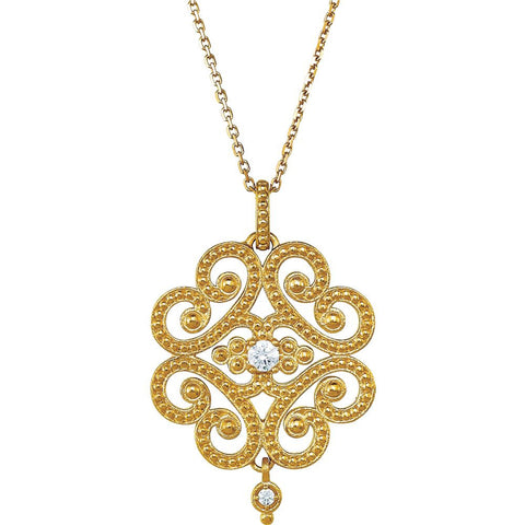14k Yellow Gold 1/10 CTW Granulated Design 18" Necklace