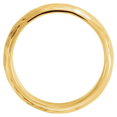14k Yellow Gold 6mm Comfort Fit Hammer Finish Band Size 11