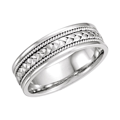 14k White Gold 6.75mm Handwoven Band Size 9