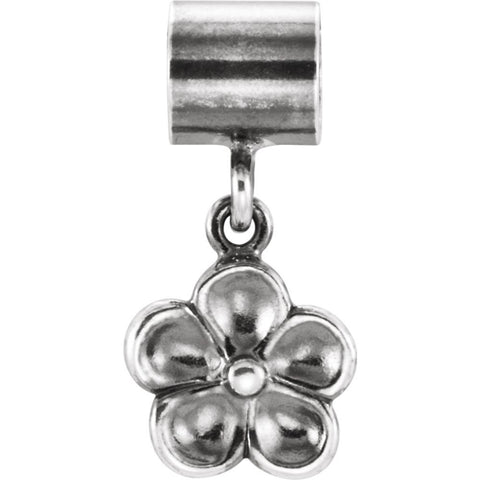 Sterling Silver 15.5x8mm Flower Charm