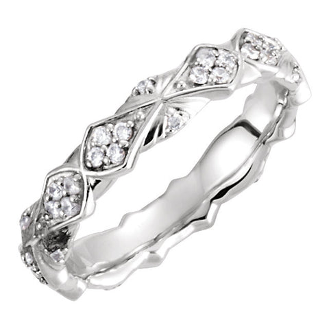 14k White Gold 1/3 CTW Diamond Sculptural-Inspired Eternity Band Size 7