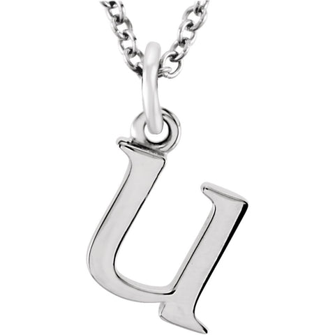 14k White Gold "u" Lowercase Initial 16" Necklace