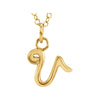 14K Yellow Gold Letter "V" Lowercase Script Initial Necklace (18 Inch)