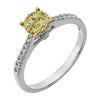 14K White Gold 3/8 CTW Yellow & White Diamond Cluster Ring (Size 6)