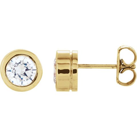 14k Yellow Gold Bezel Set Solitaire Earrings