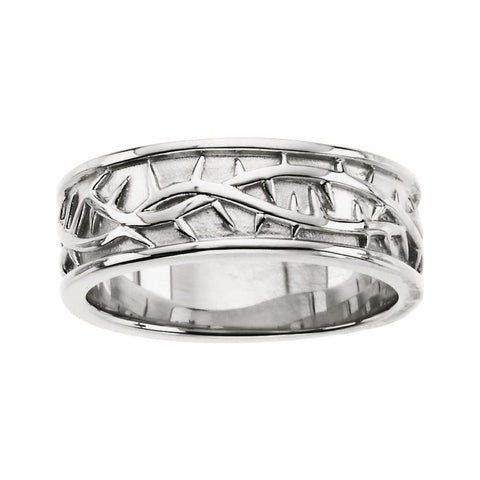 Sterling Silver Thorn Design Band, Size 7