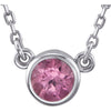 Round Bezel Necklace Center in Sterling Silver ( 18.00-Inch )