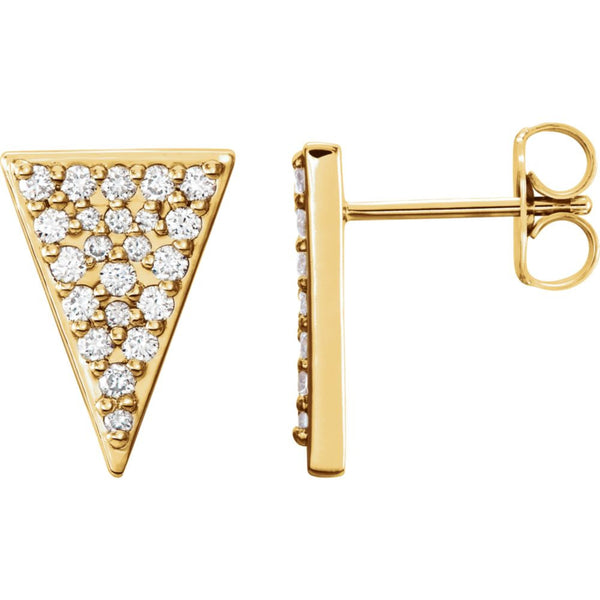 14k Yellow Gold 1/3 CTW Diamond Triangle Earrings with Backs