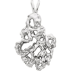 14k White Gold Nugget Pendant